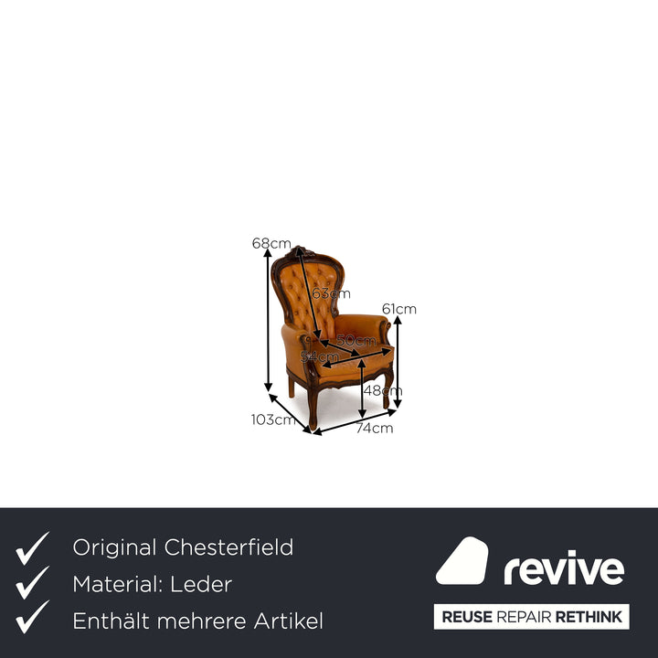 Chesterfield Leder Sofa Garnitur Braun Vintage Zweisitzer Sessel