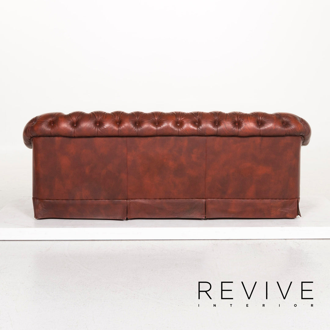 Chesterfield Leder Sofa Rot Dreisitzer Retro Vintage Couch #12695
