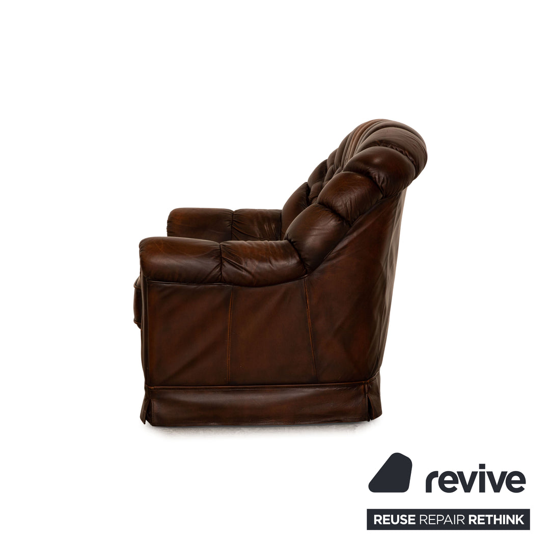 Chesterfield Leder Zweisitzer Braun Dunkelbraun Vintage Sofa Couch