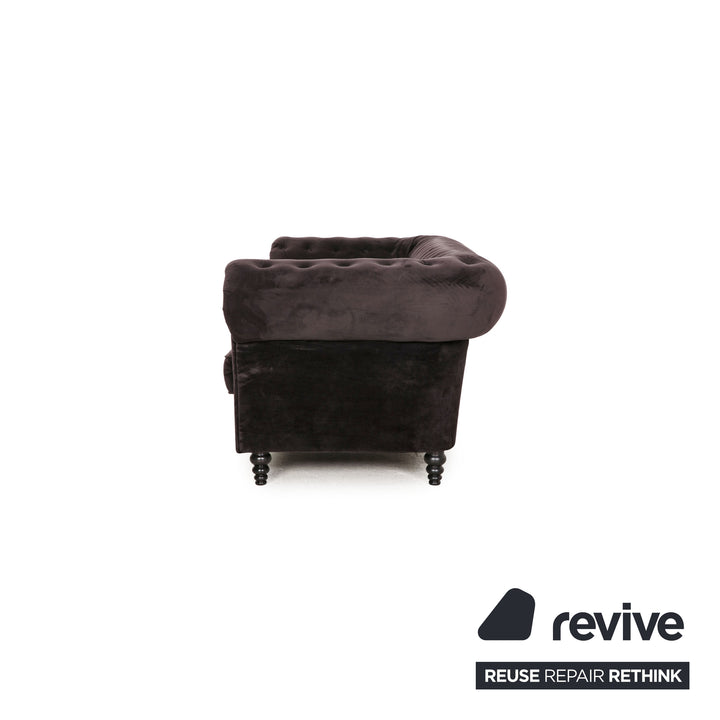 Chesterfield Stoff Sofa Braun Dunkelbraun Dreisitzer Couch