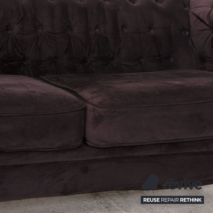 Chesterfield Stoff Sofa Braun Dunkelbraun Dreisitzer Couch
