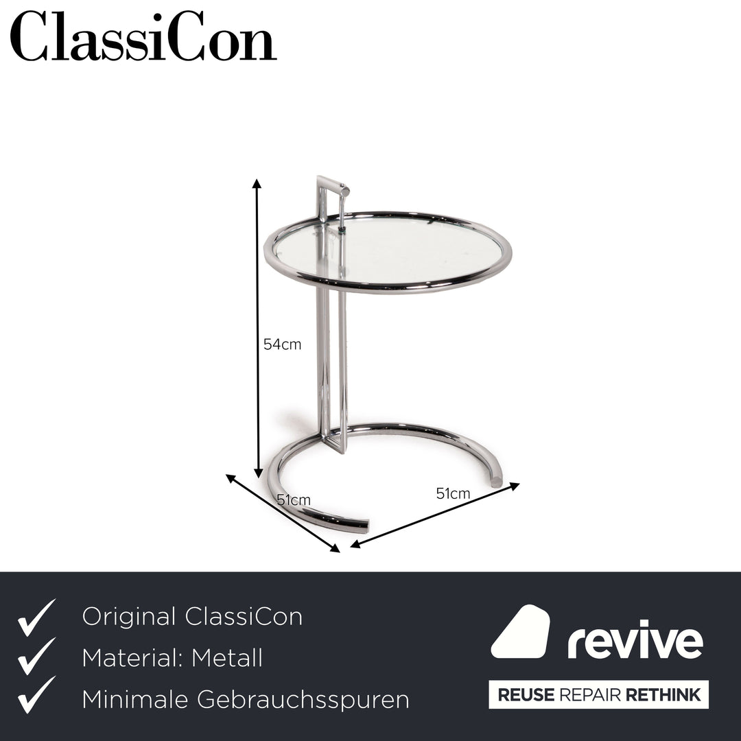 PLAGIAT ClassiCon Adjustable Table E1027 Glas Tisch Beistelltisch Chrom by Eileen Gray