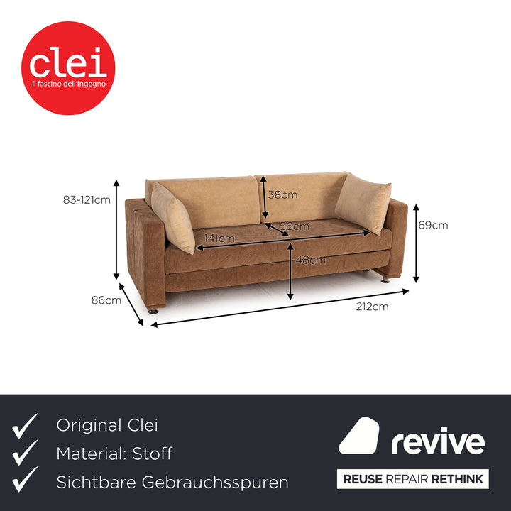 Clei DOC XL fabric sofa brown two-seater function sleeping function outlet