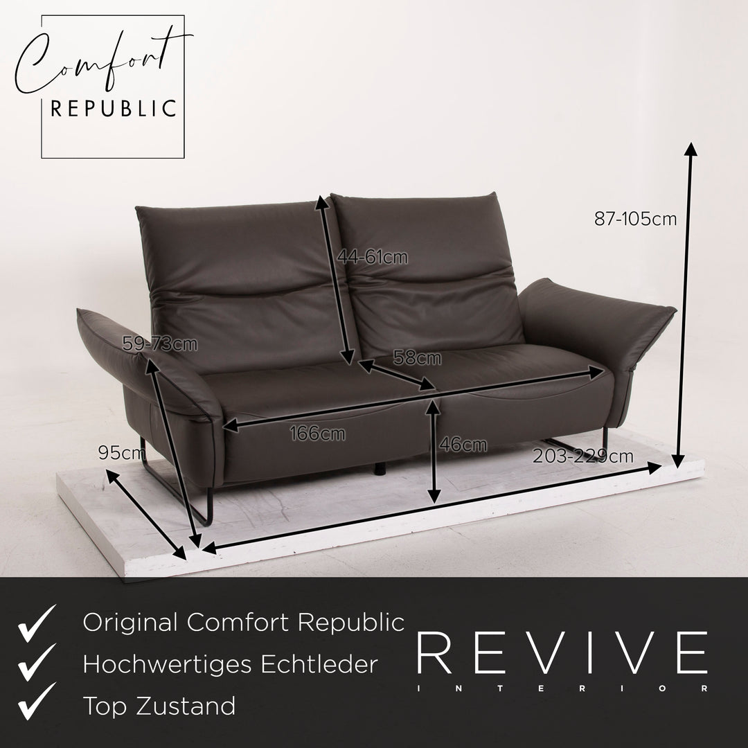 Comfort Republic Viktoria Leder Sofa Anthrazit Dreisitzer #15270