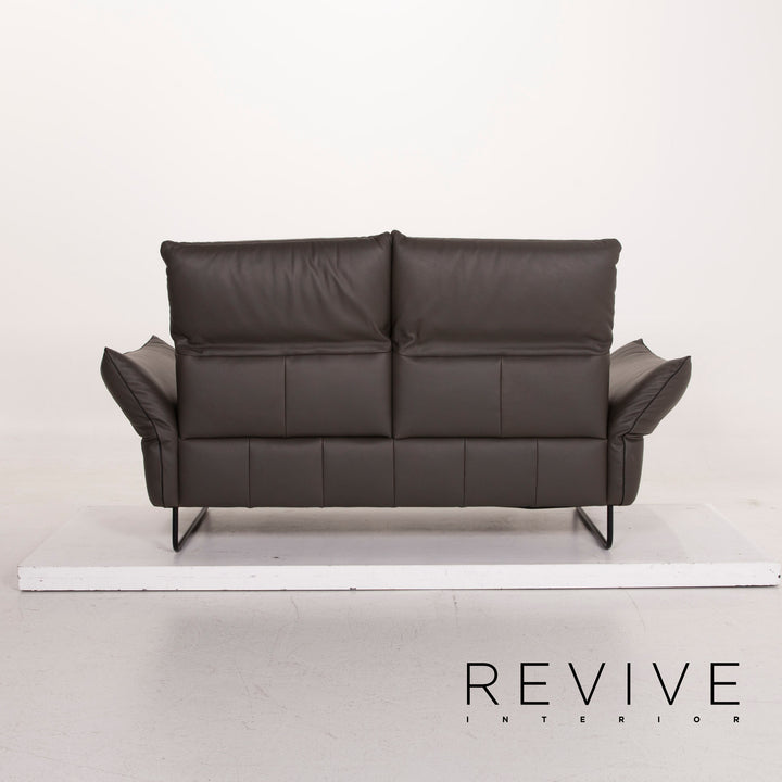 Comfort Republic Viktoria Leder Sofa Garnitur Anthrazit 1x Dreisitzer 1x Zweisitzer #15455