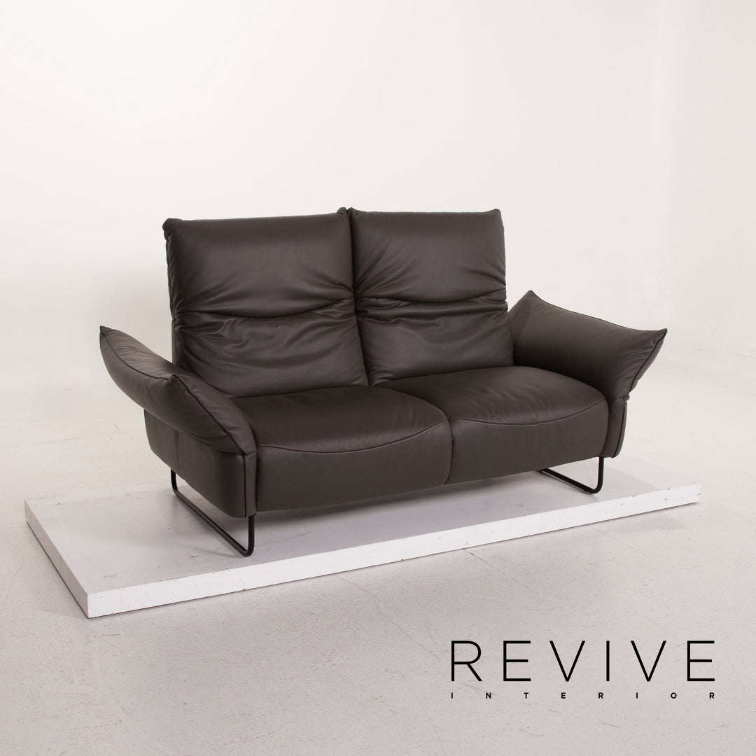 Comfort Republic Viktoria Leder Sofa Garnitur Anthrazit 1x Dreisitzer 1x Zweisitzer #15455