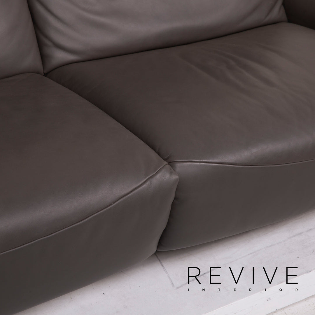 Comfort Republic Viktoria Leder Sofa Garnitur Anthrazit 1x Dreisitzer 1x Zweisitzer #15455