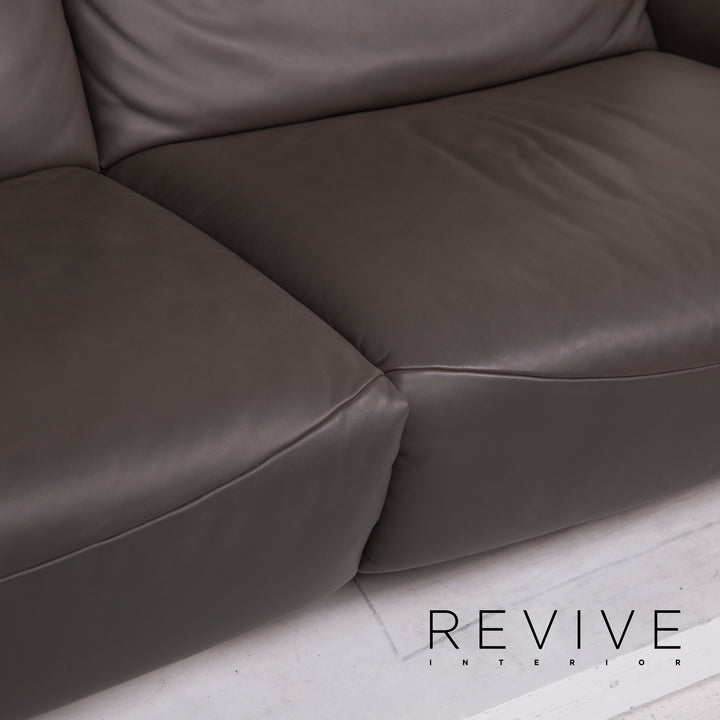 Comfort Republic Viktoria Leder Sofa Garnitur Anthrazit 1x Dreisitzer 1x Zweisitzer #15455