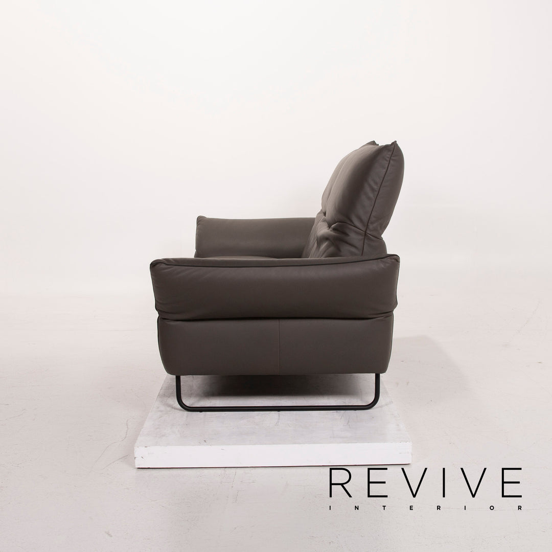 Comfort Republic Viktoria Leder Sofa Garnitur Anthrazit 1x Dreisitzer 1x Zweisitzer #15455