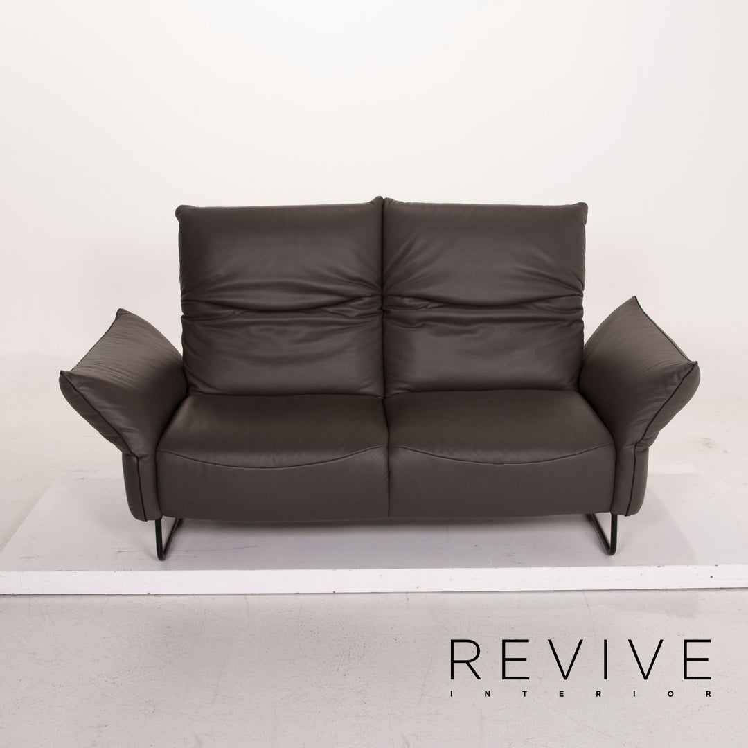 Comfort Republic Viktoria Leder Sofa Garnitur Anthrazit 1x Dreisitzer 1x Zweisitzer #15455