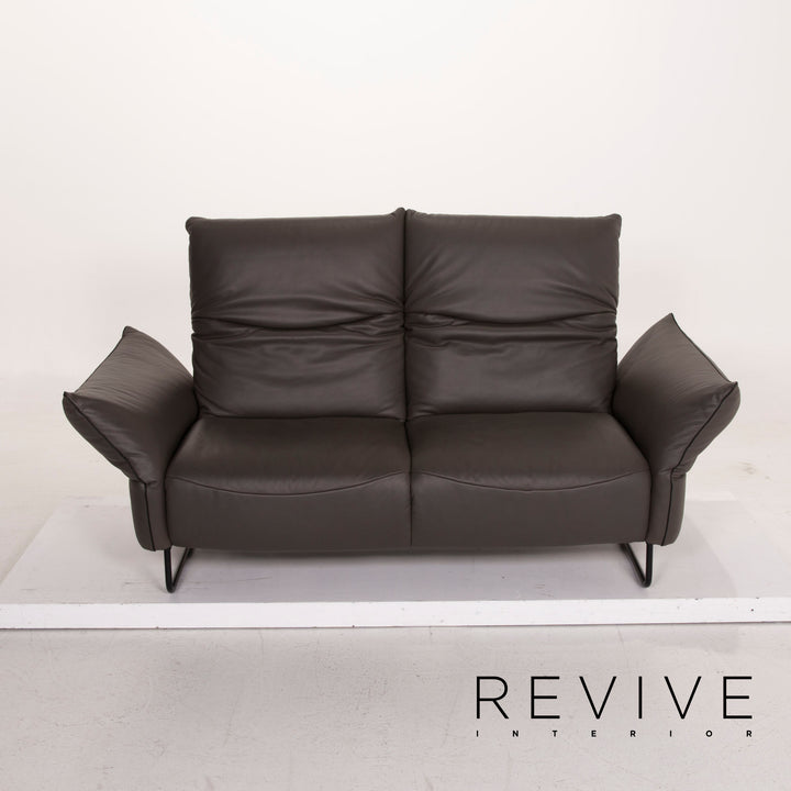 Comfort Republic Viktoria Leder Sofa Garnitur Anthrazit 1x Dreisitzer 1x Zweisitzer #15455