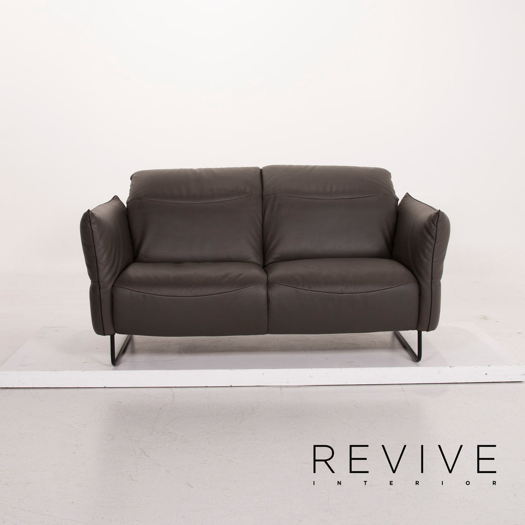 Comfort Republic Viktoria Leder Sofa Garnitur Anthrazit 1x Dreisitzer 1x Zweisitzer #15455