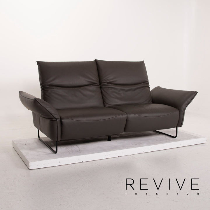 Comfort Republic Viktoria Leder Sofa Garnitur Anthrazit 1x Dreisitzer 1x Zweisitzer #15455