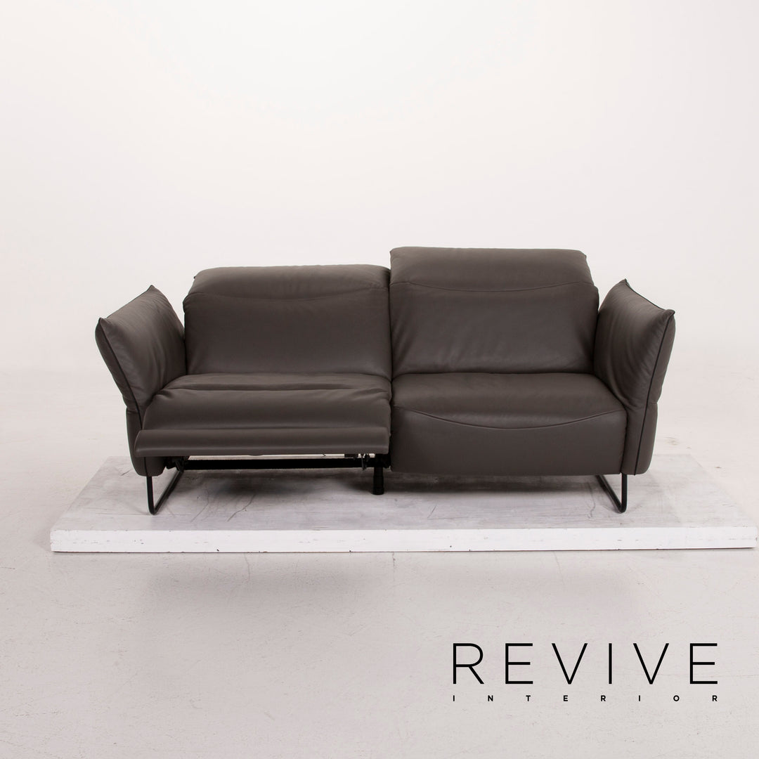 Comfort Republic Viktoria Leder Sofa Garnitur Anthrazit 1x Dreisitzer 1x Zweisitzer #15455