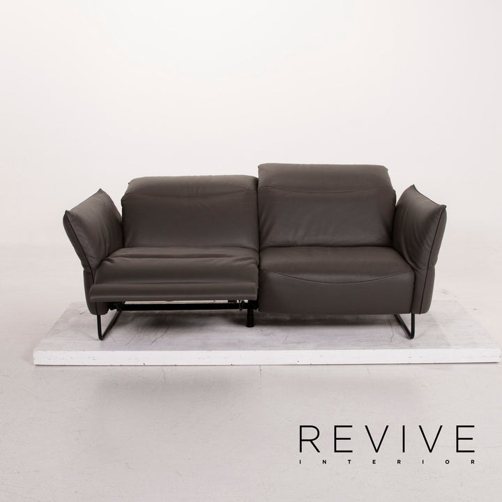 Comfort Republic Viktoria Leder Sofa Garnitur Anthrazit 1x Dreisitzer 1x Zweisitzer #15455