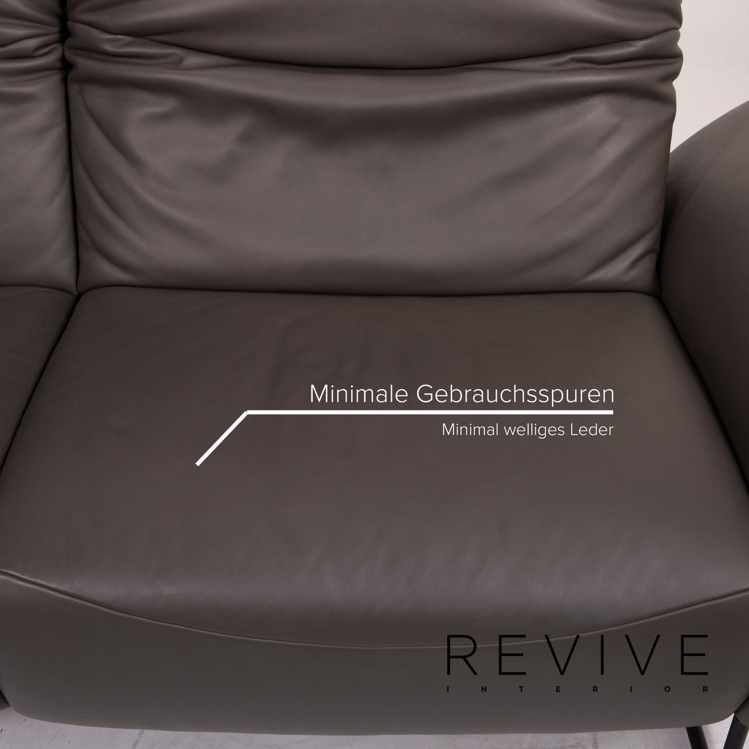 Comfort Republic Viktoria Leder Sofa Garnitur Anthrazit 1x Dreisitzer 1x Zweisitzer #15455