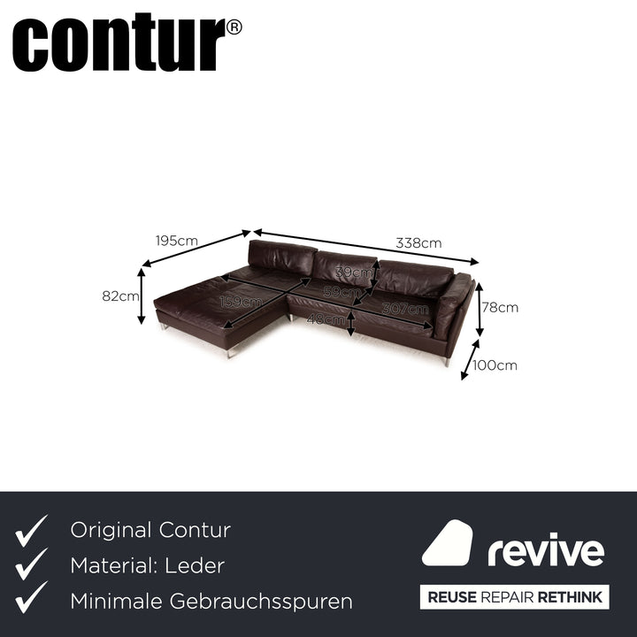 Contur Leder Sofa Dunkelbraun Ecksofa Couch Funktion