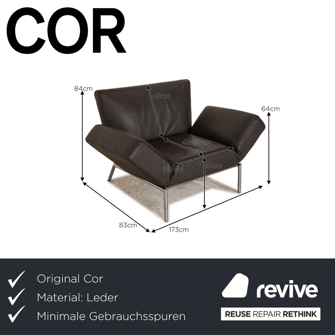 Cor Adesso leather armchair gray anthracite function