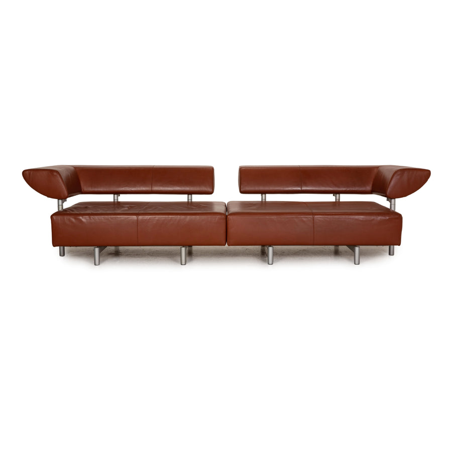 Cor Arthe leather sofa set brown 2x two-seater couch
