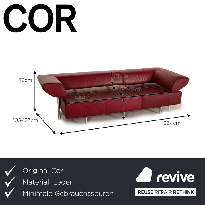 Cor Arthe Leder Sofa Rot Dreisitzer Couch Funktion