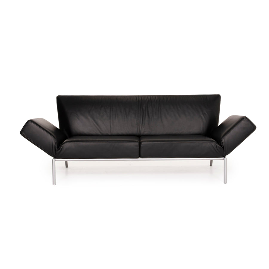 Cor Attendo Leather Sofa Black Three seater function couch