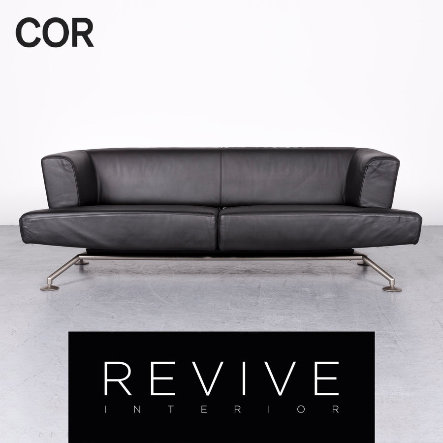 COR Circum designer leather sofa black two-seater genuine leather couch #6921