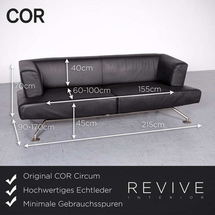 COR Circum Designer Leder Sofa Schwarz Zweisitzer Echtleder Couch #6921