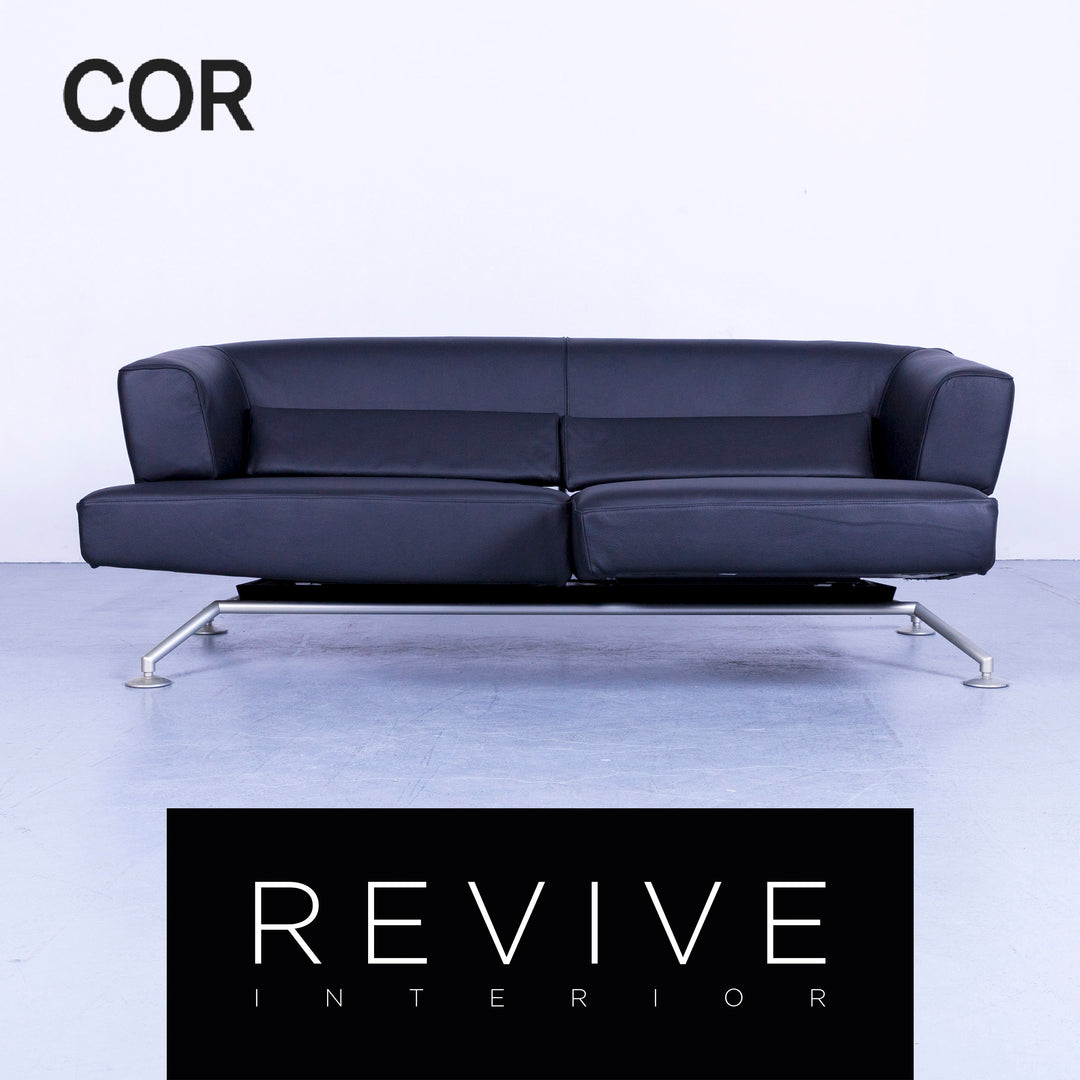 Cor Circum Leder Sofa Schwarz Neuwertig Zweisitzer Couch Echtleder Funktion #4421