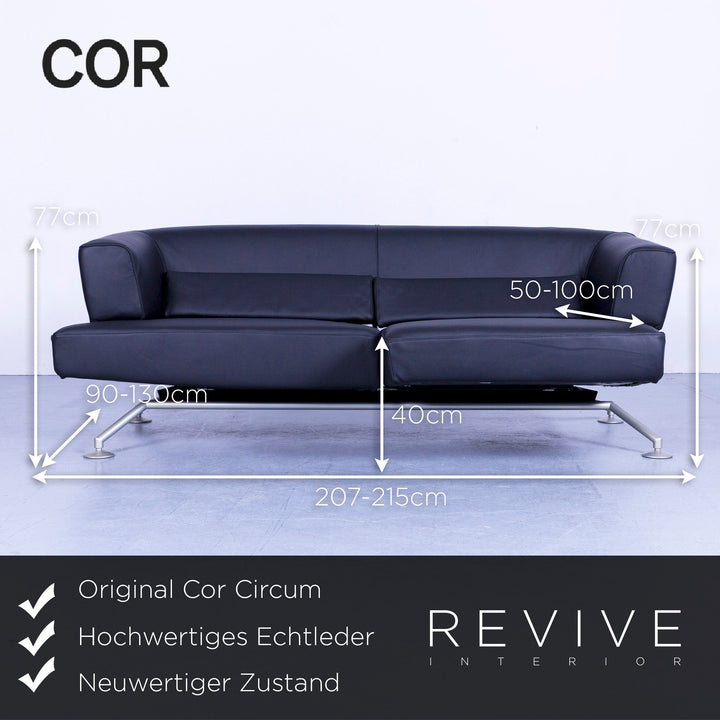 Cor Circum Leder Sofa Schwarz Neuwertig Zweisitzer Couch Echtleder Funktion #4421