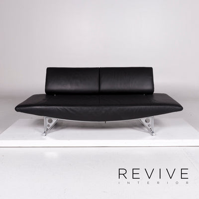 Cor Cirrus Leder Sofa Schwarz Zweisitzer Funktion Couch #11097