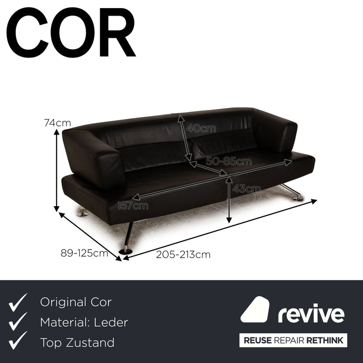 Cor Circum Leder Zweisitzer Schwarz Sofa Couch Funktion