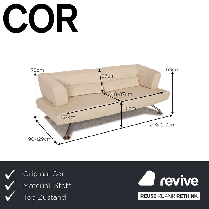 Cor Circum Stoff Dreisitzer Creme Sofa Couch Neubezug