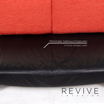 Cor Cirrus Leder Sofa Schwarz Orange Zweisitzer Funktion Couch #12692