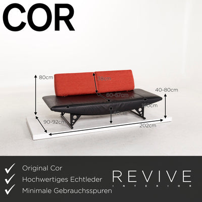 Cor Cirrus Leder Sofa Schwarz Orange Zweisitzer Funktion Couch #12692