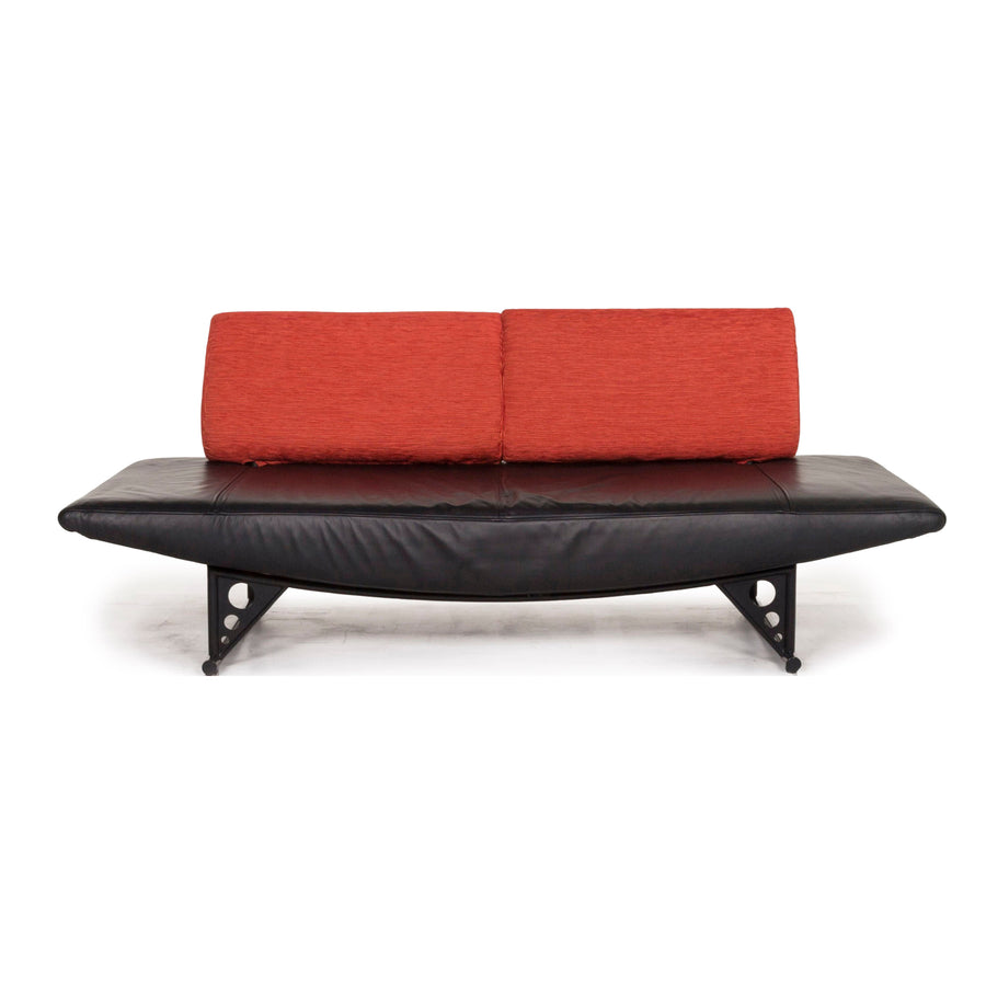 Cor Cirrus Leather Sofa Black Orange Two Seater Function Couch #12692