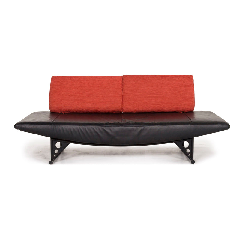 Cor Cirrus Leder Sofa Schwarz Orange Zweisitzer Funktion Couch 