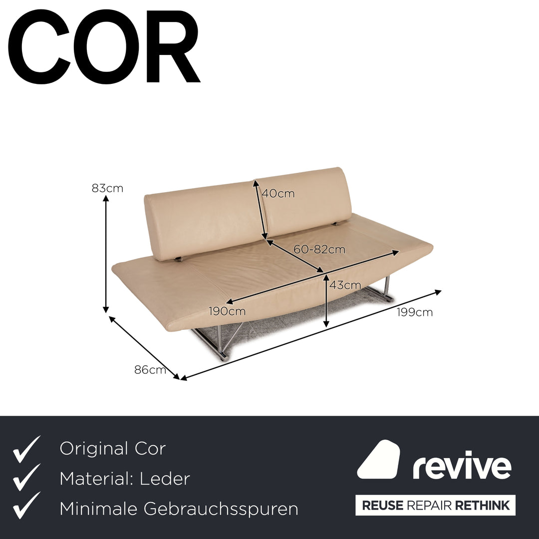 Cor Cirrus Leder Zweisitzer Beige Sofa Couch Funktion