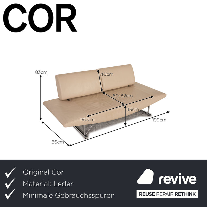 Cor Cirrus Leder Zweisitzer Beige Sofa Couch Funktion