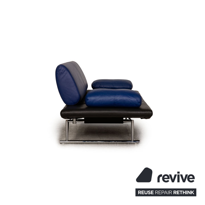 Cor Cirrus Leather Loveseat Blue Black Sofa Couch Function