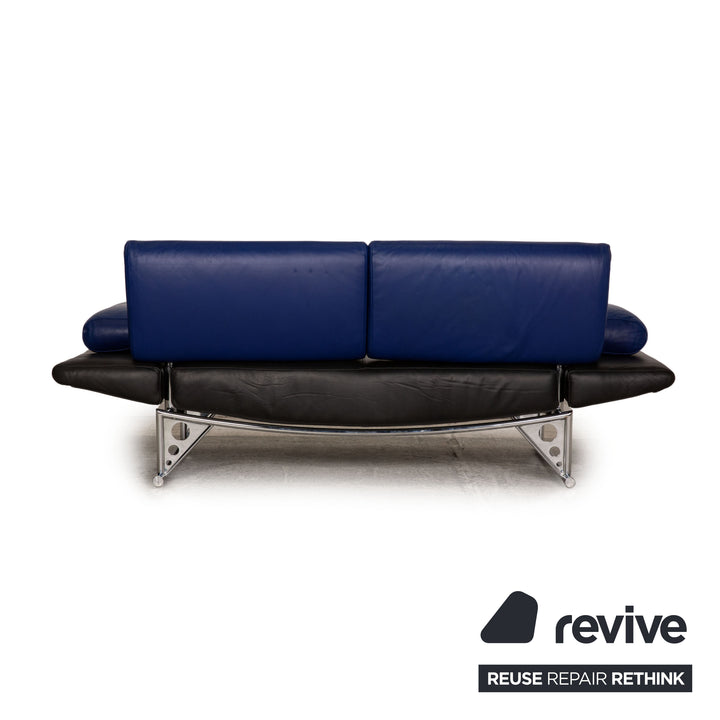 Cor Cirrus Leather Loveseat Blue Black Sofa Couch Function