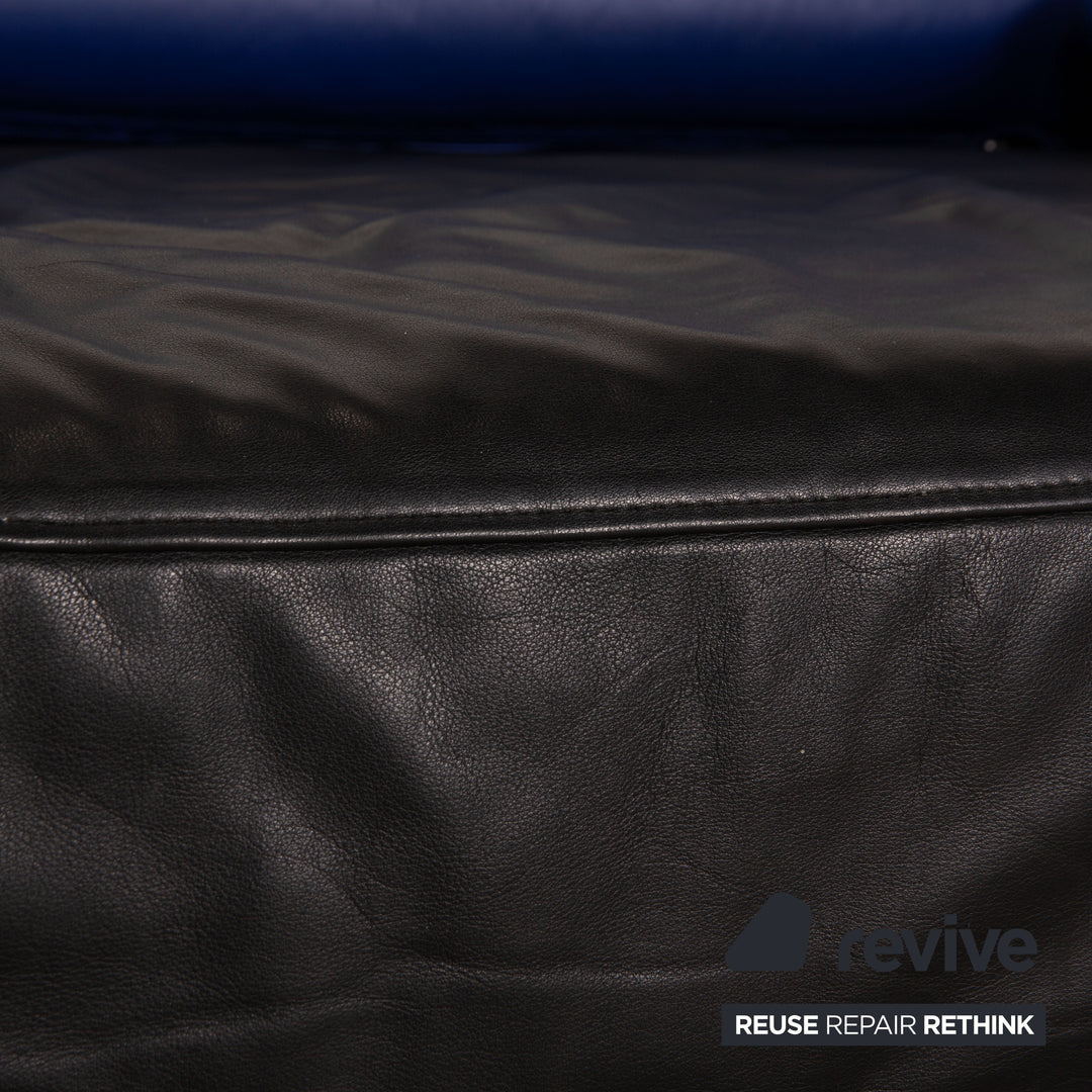 Cor Cirrus Leather Loveseat Blue Black Sofa Couch Function