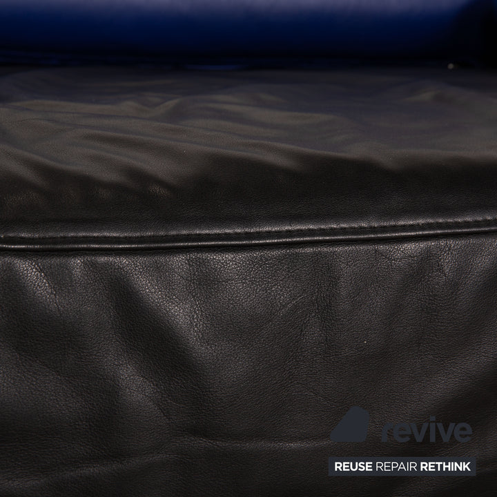 Cor Cirrus Leather Loveseat Blue Black Sofa Couch Function
