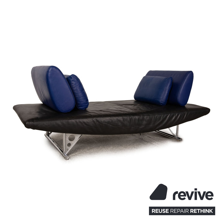 Cor Cirrus Leather Loveseat Blue Black Sofa Couch Function