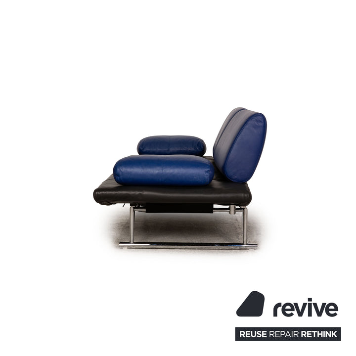 Cor Cirrus Leather Loveseat Blue Black Sofa Couch Function