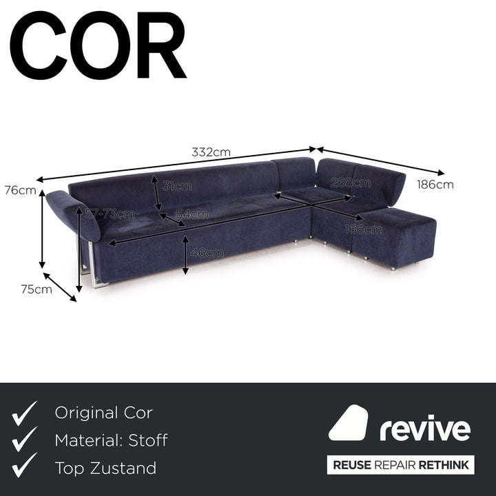 Cor Clou fabric corner sofa blue dark blue metal sofa function couch