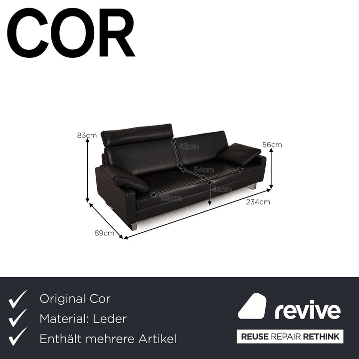 Cor Conseta Anthrazit Sofa Garnitur Schwarz 2xZweisitzer