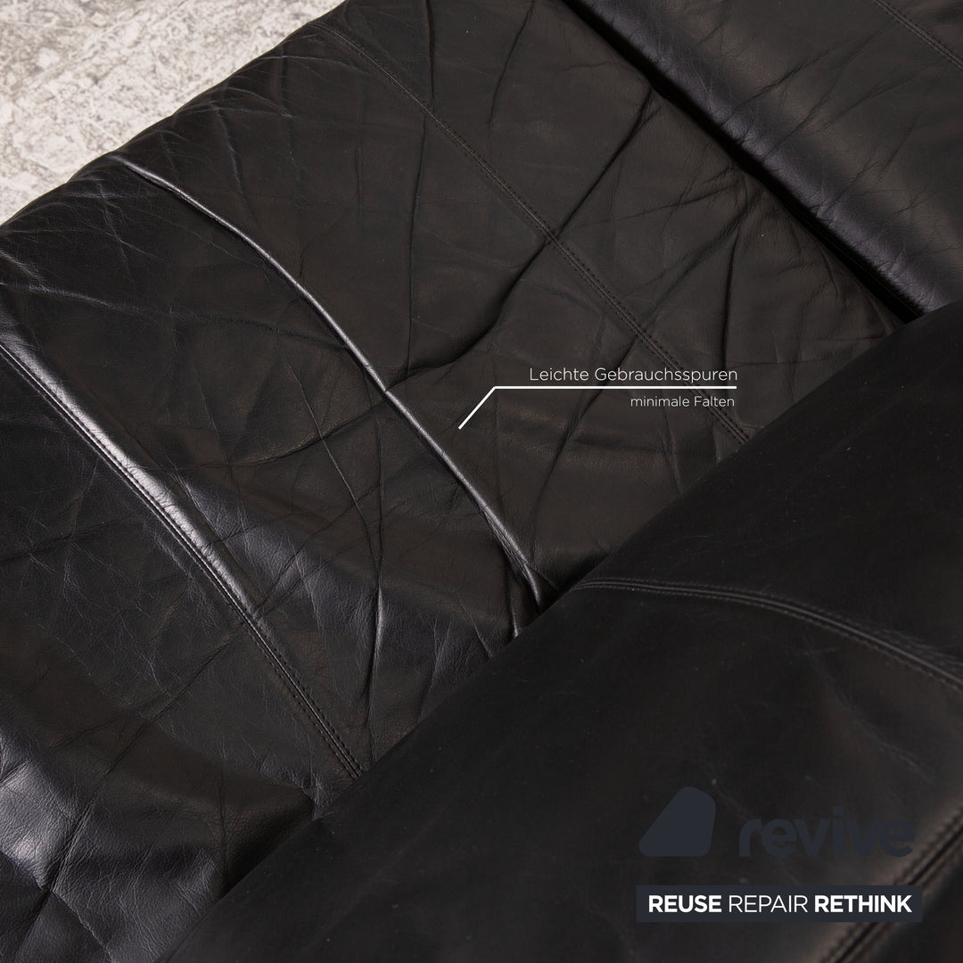 Cor Conseta Leder Ecksofa Schwarz Sofa Couch Recamiere rechts