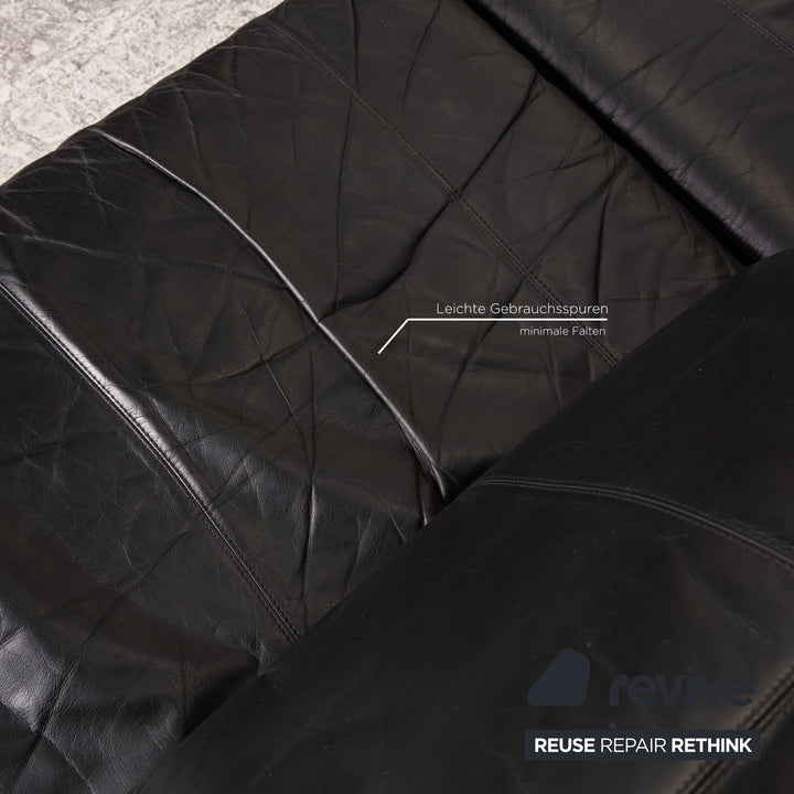 Cor Conseta Leder Ecksofa Schwarz Sofa Couch Recamiere rechts