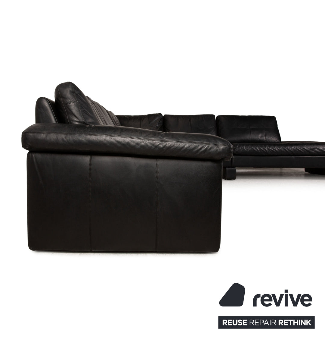 Cor Conseta Leder Ecksofa Schwarz Sofa Couch Recamiere rechts