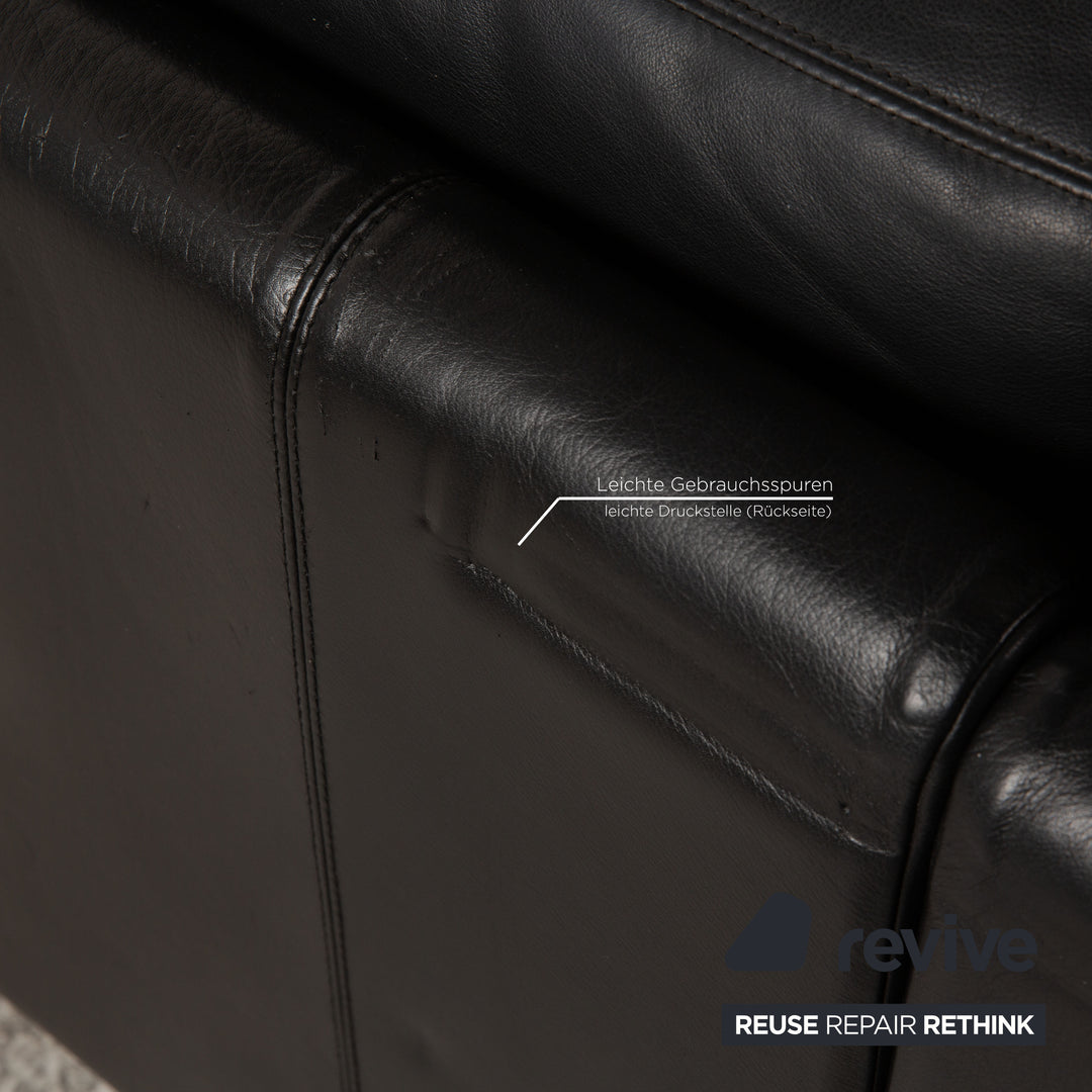 Cor Conseta Leder Ecksofa Schwarz Sofa Couch Recamiere rechts